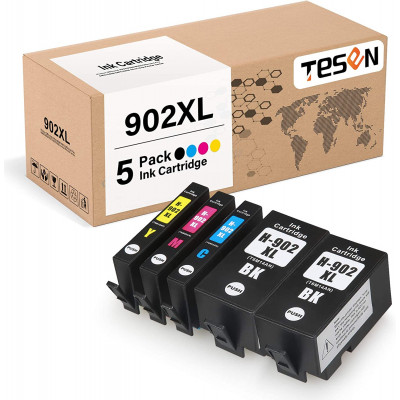 TESEN Compatible 902XL Ink Cartridge Replacement for HP 902XL 902 5 Pack